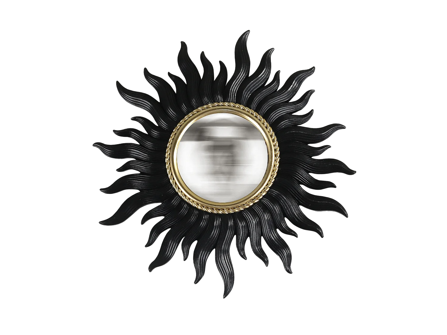 Miroir convexe soleil noir et doré 26cm