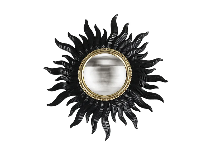 Miroir convexe soleil noir et doré 26cm
