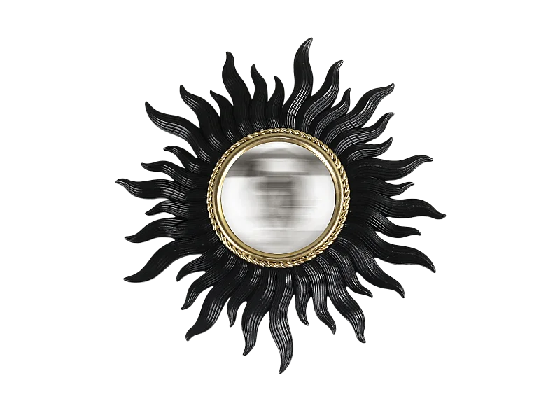 Miroir convexe soleil noir et doré 26cm