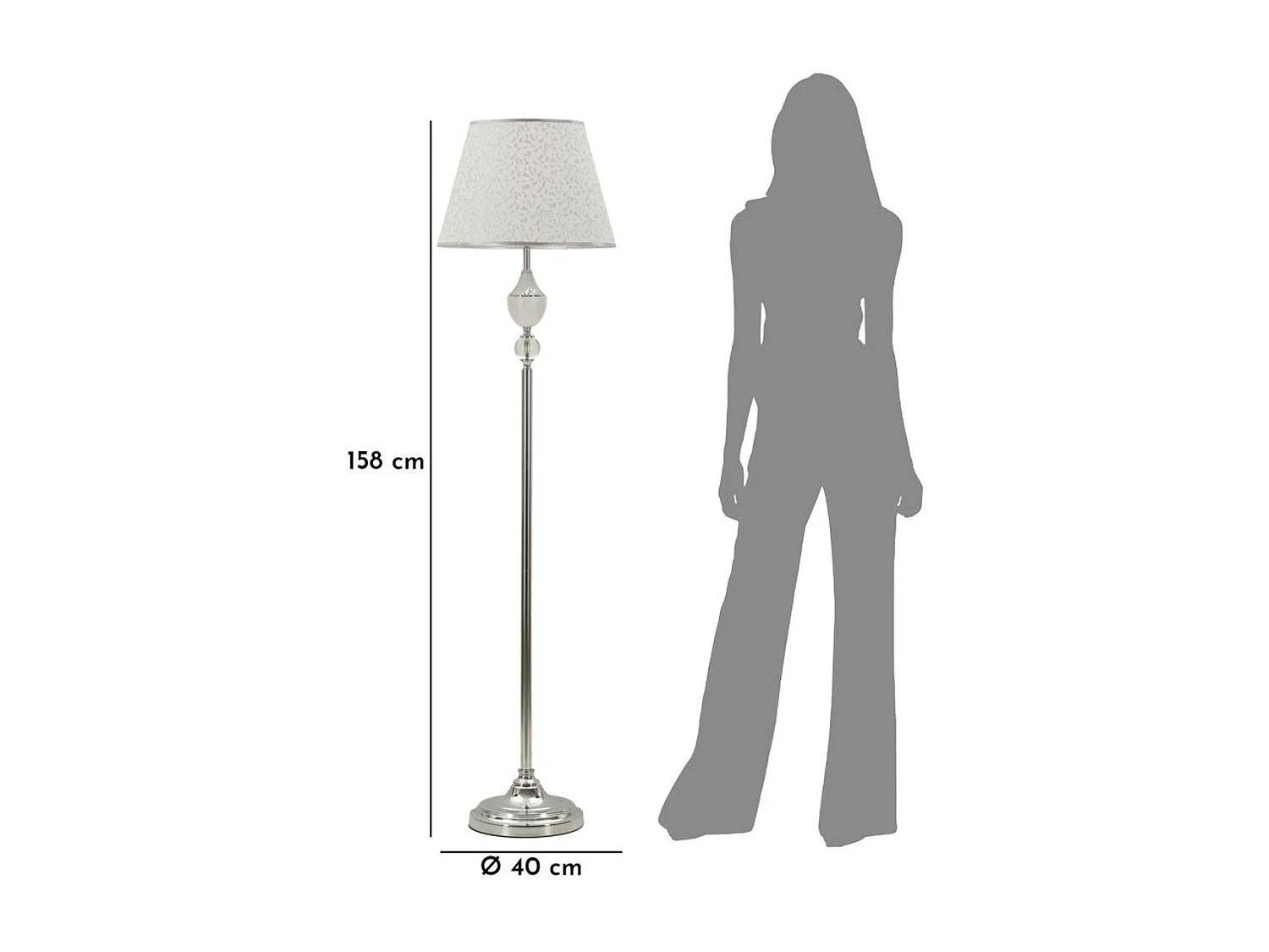 Lampada da Terra MF906, Argento, 40x40x158 cm, Seven Design