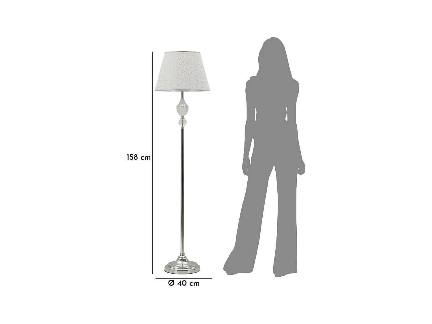 Staande Lamp MF906, Zilver, 40x40x158 cm, Epikasa
