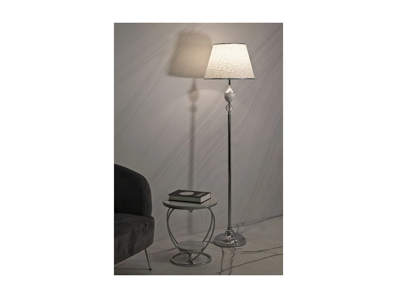 Lampa Podłogowa MF906, Srebrny, 40x40x158 cm, Seven Design