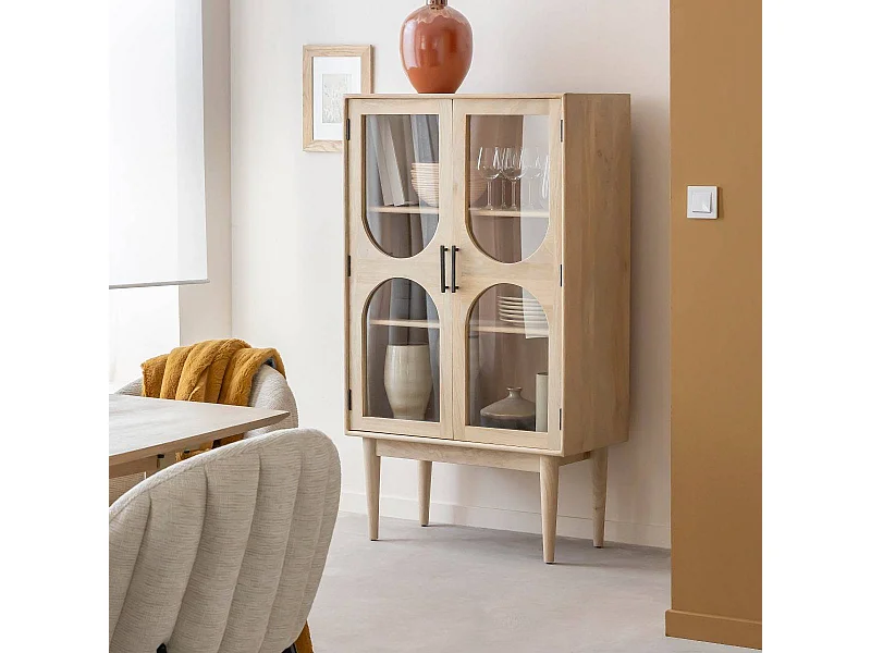 Vitrine 2 portes en bois de manguier Lydia