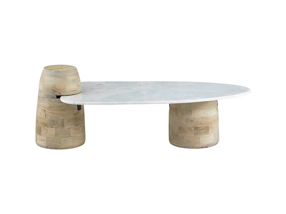 Table basse en bois de manguier et marbre Moana