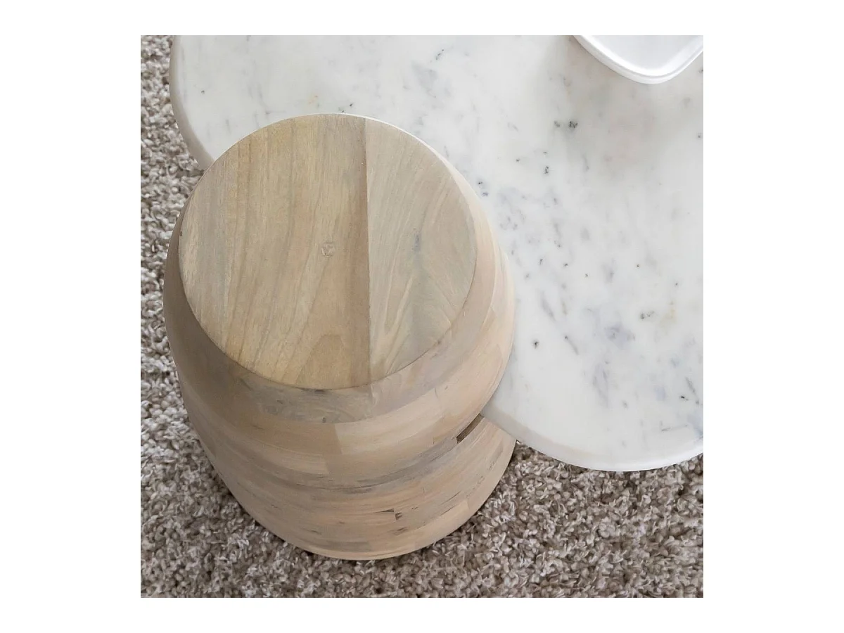 Table basse en bois de manguier et marbre Moana