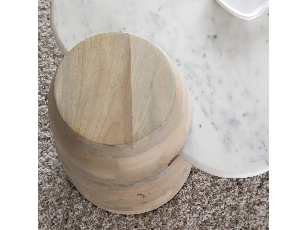 Table basse en bois de manguier et marbre Moana