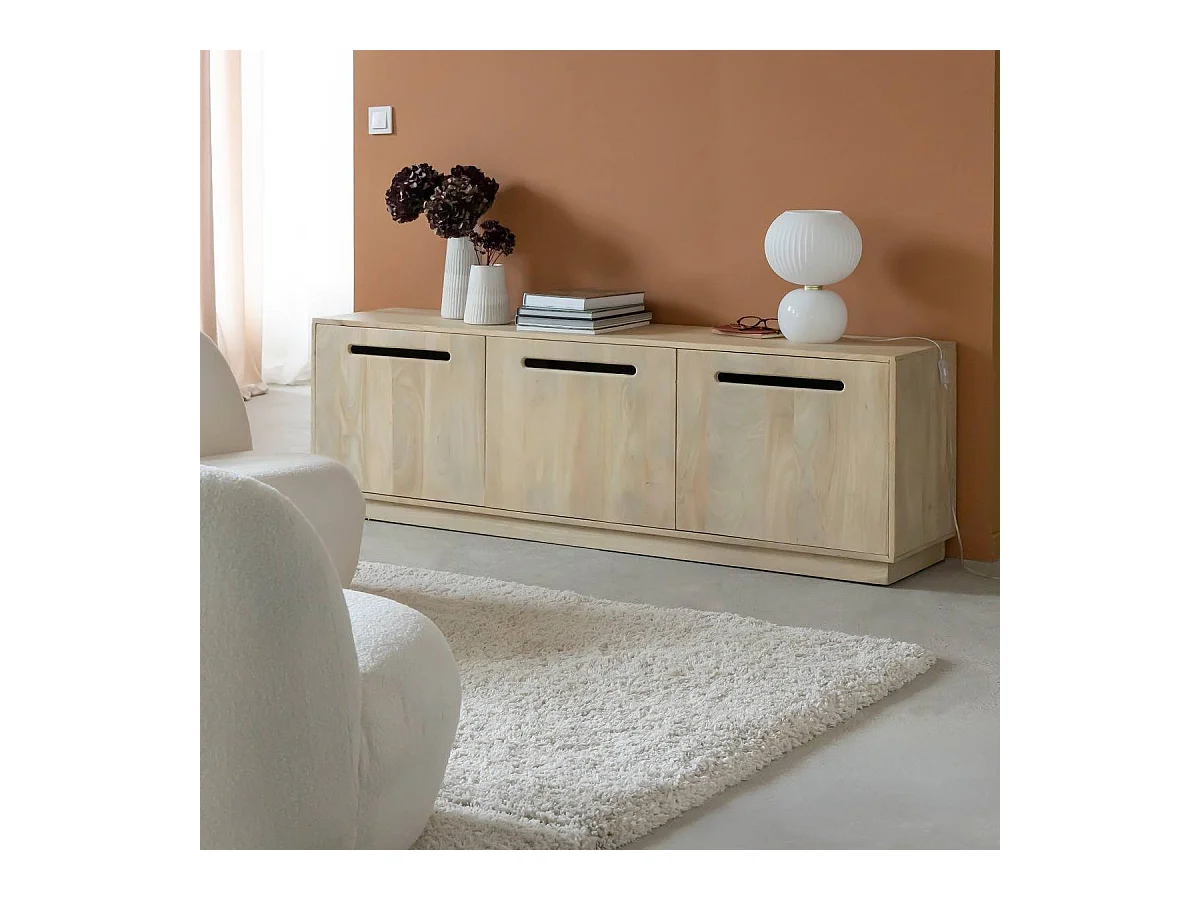 Meuble TV 3 portes en bois de manguier Roni