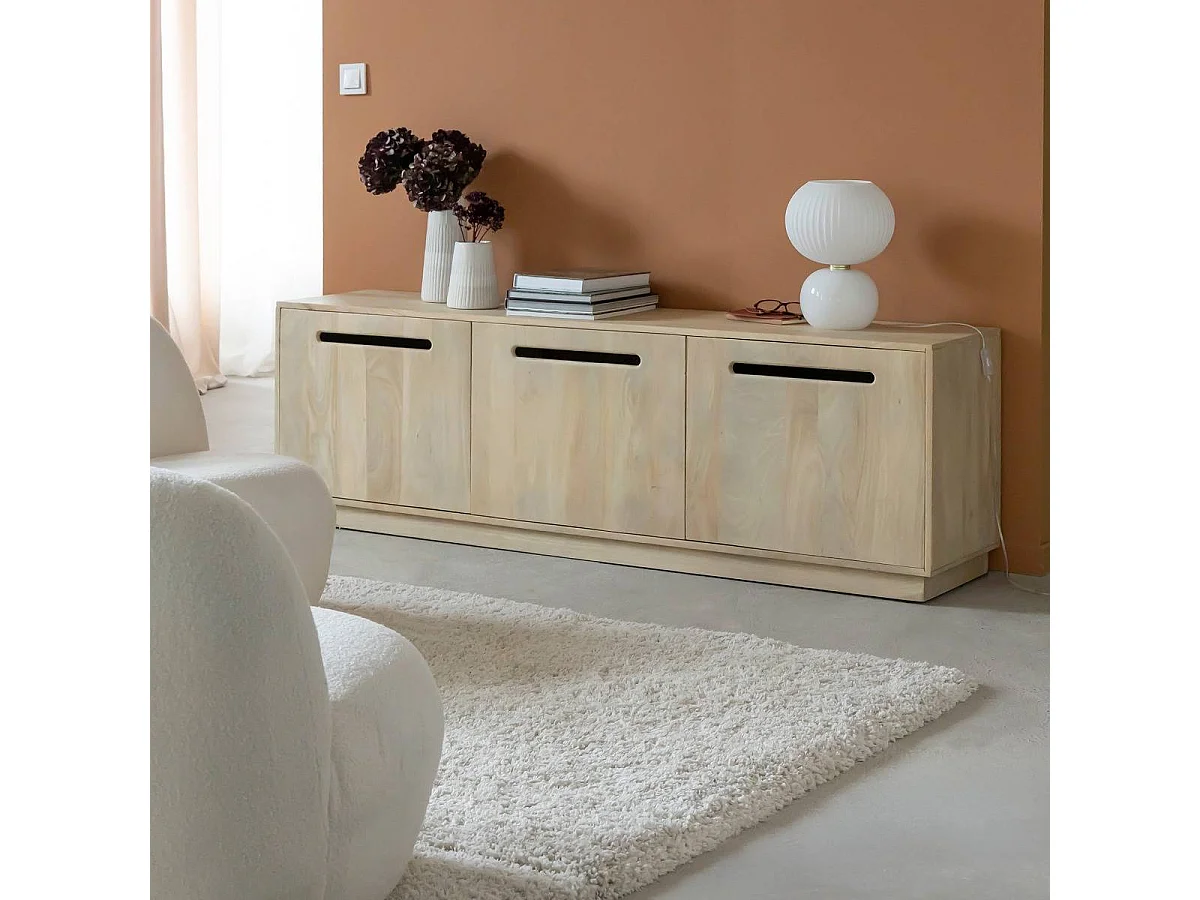 Meuble TV 3 portes en bois de manguier Roni