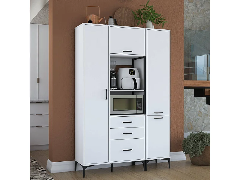 Armário Alto de Cozinha Stella em Branco - Design Moderno e Funcional