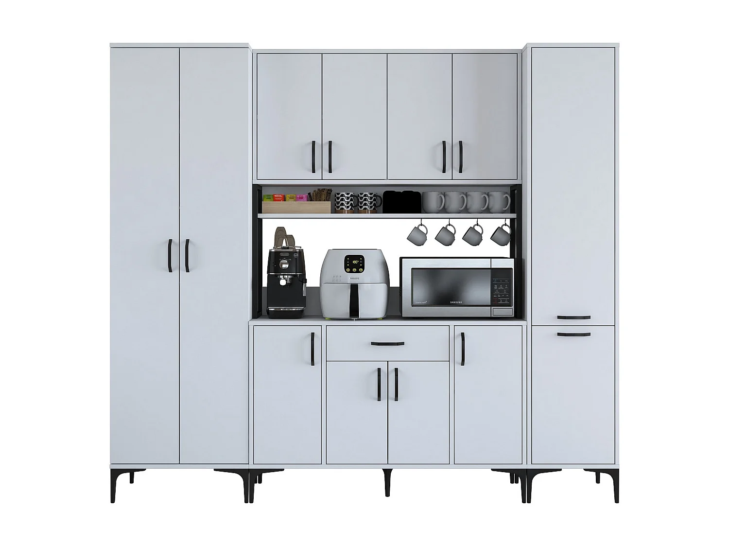 Armário Alto de Cozinha Stella Branco - Estilo Moderno e Funcionalidade Superior