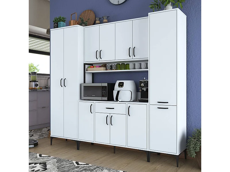 Armário Alto de Cozinha Stella Branco - Estilo Moderno e Funcionalidade Superior