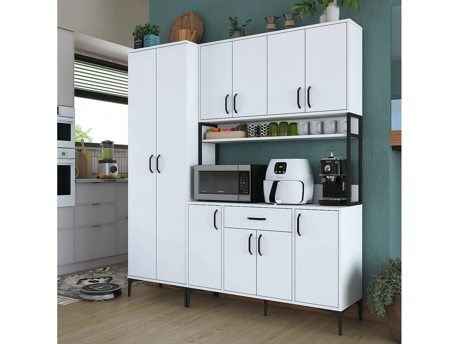 Armário Alto de Cozinha Stella Branco - Móvel Moderno e Funcional