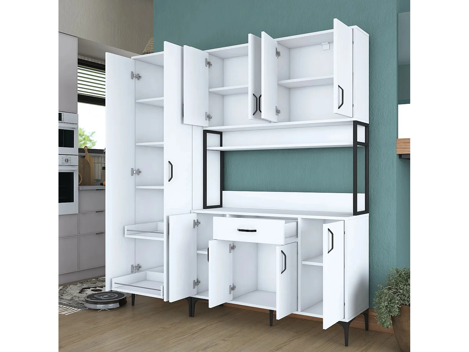 Armário Alto de Cozinha Stella Branco - Móvel Moderno e Funcional