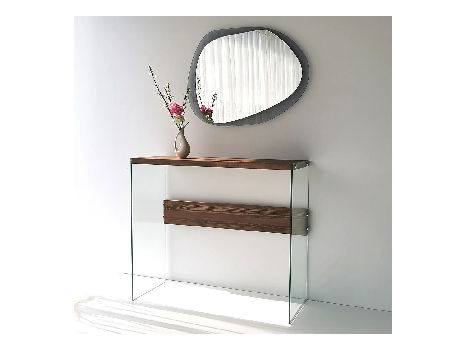 Consola Niagara cristal color madera color color nogal