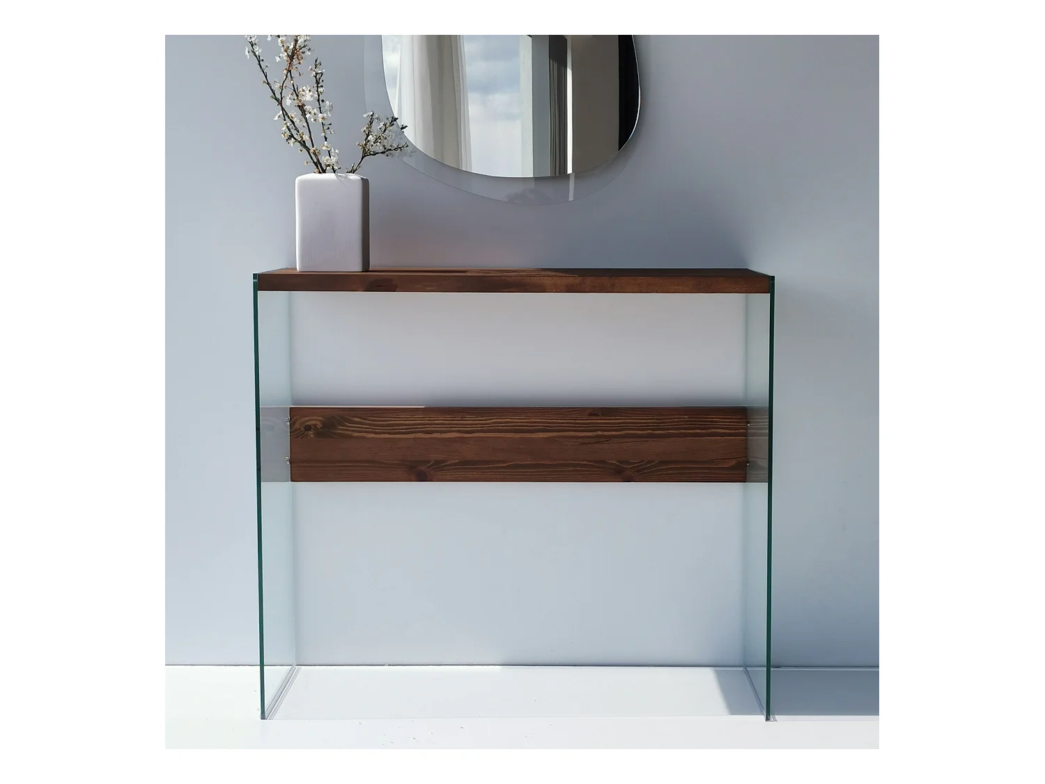 Consola Niagara cristal color madera color color nogal