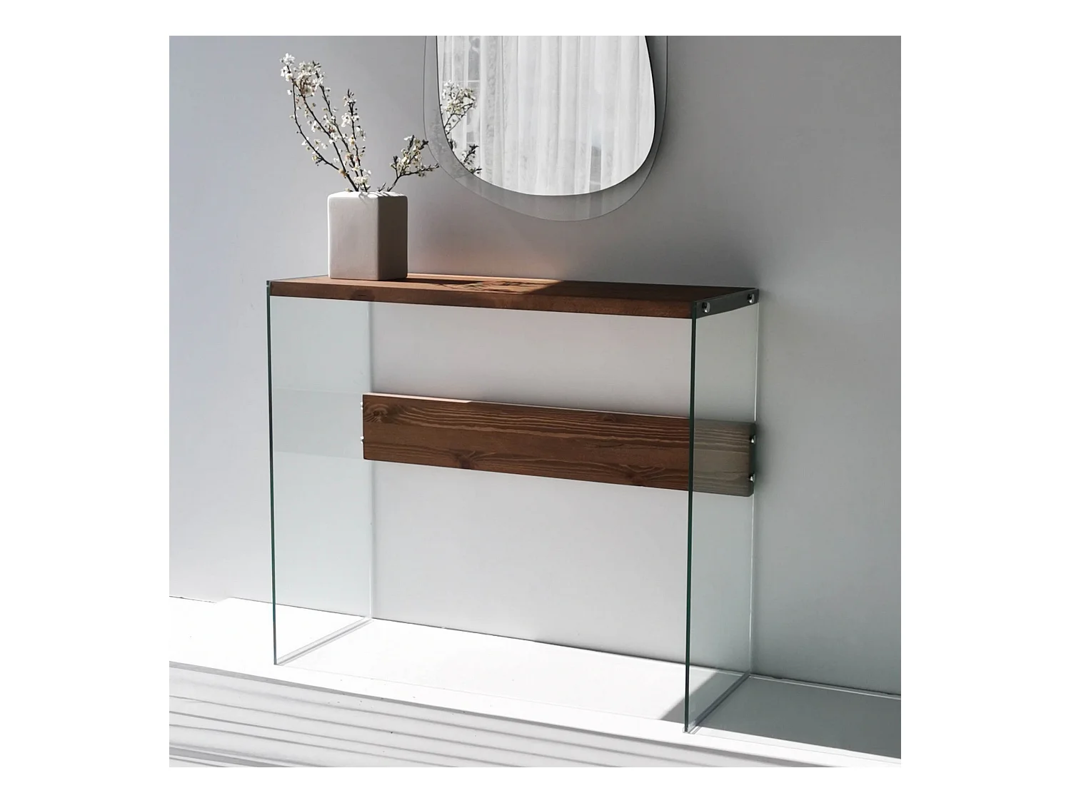 Consola Niagara cristal color madera color color nogal