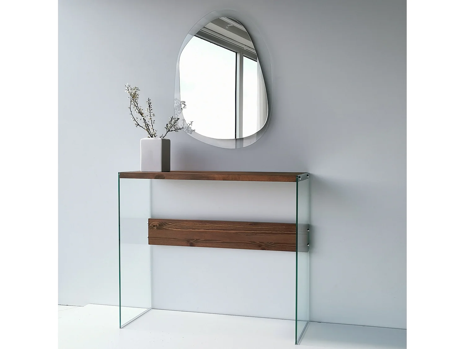 Consola Niagara cristal color madera color color nogal