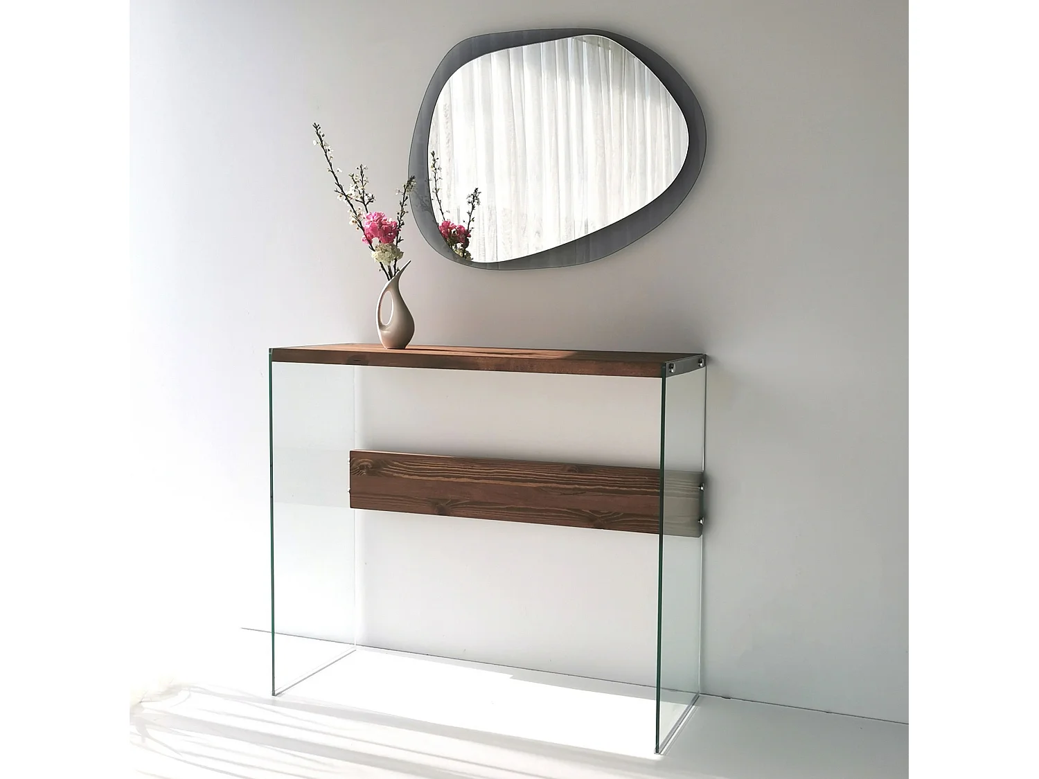 Consola Niagara cristal color madera color color nogal