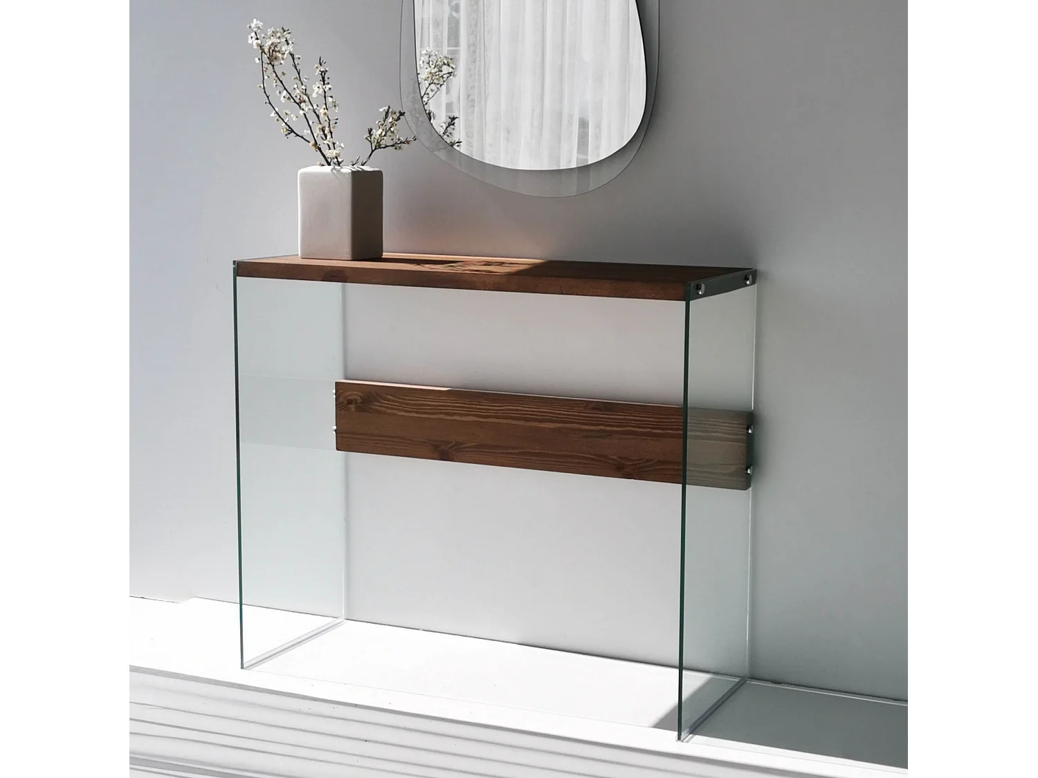 Consola Niagara cristal color madera color color nogal