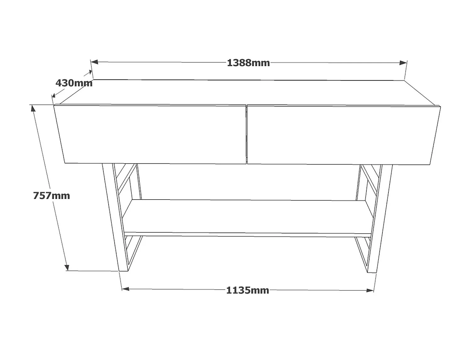 Credenza moderna con specchio, pino atlantico, 139 x 75,7 x 43 cm | Rivestimento in melamina al 100%, spessore 18 mm, struttura in metallo, elegante s