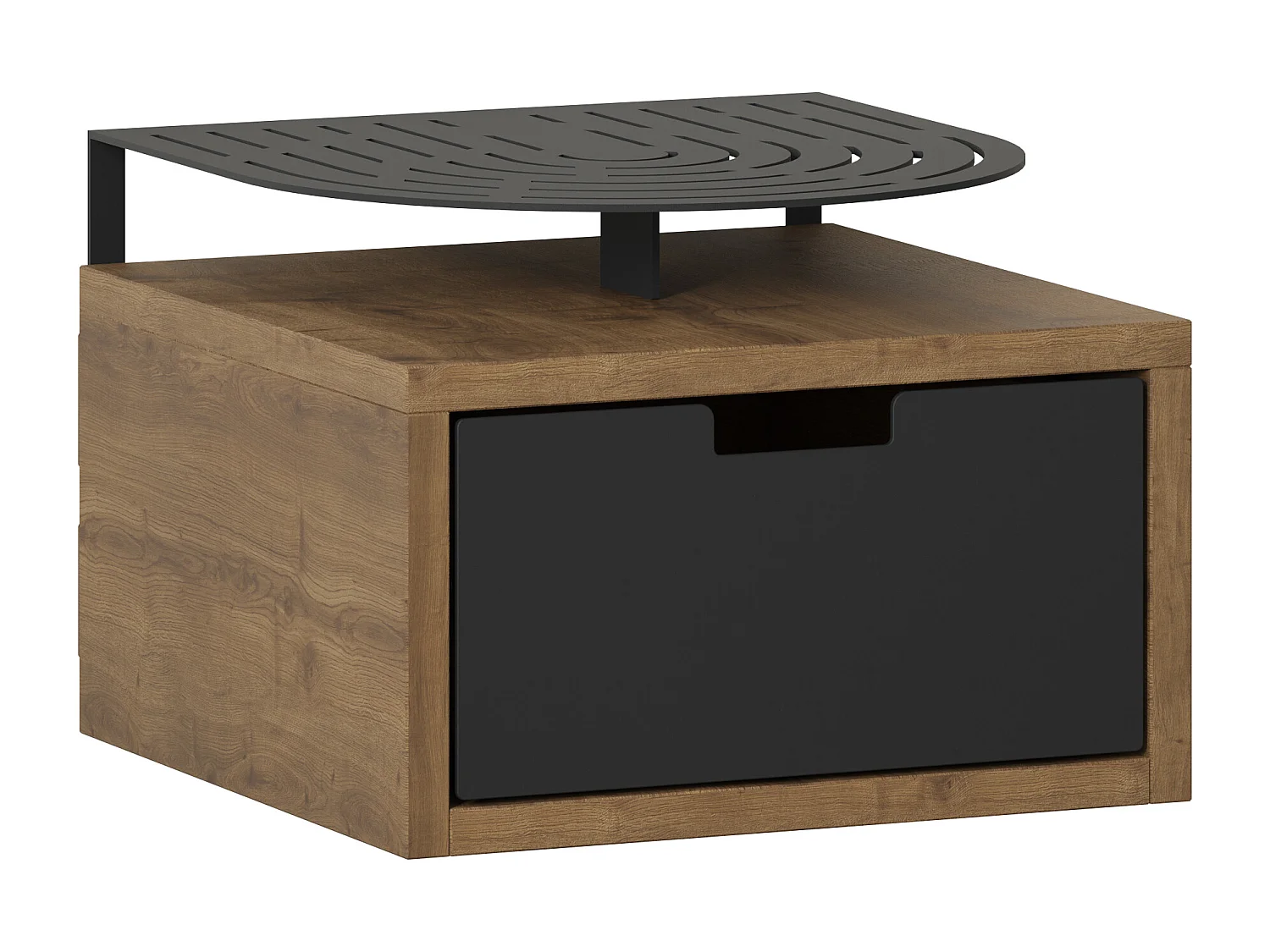 Decortie Modern Oslo Dark Oak Effect Nightstand with Drawer Engineered Wood with Metal Shelf Bedside Table