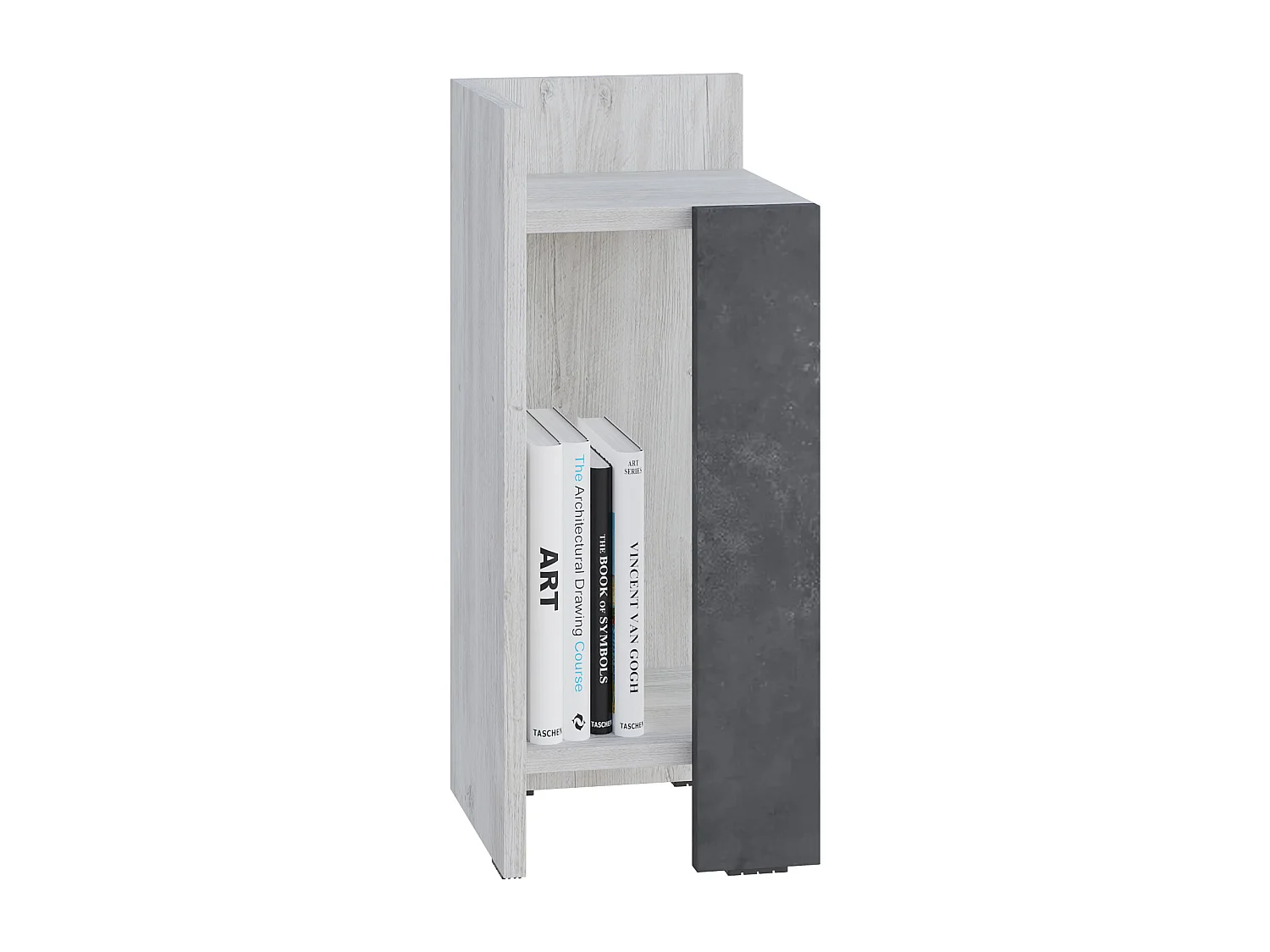 Decortie Elos Table de chevet moderne Module gauche Étroit Ancien Blanc Rétro Gris 25cm