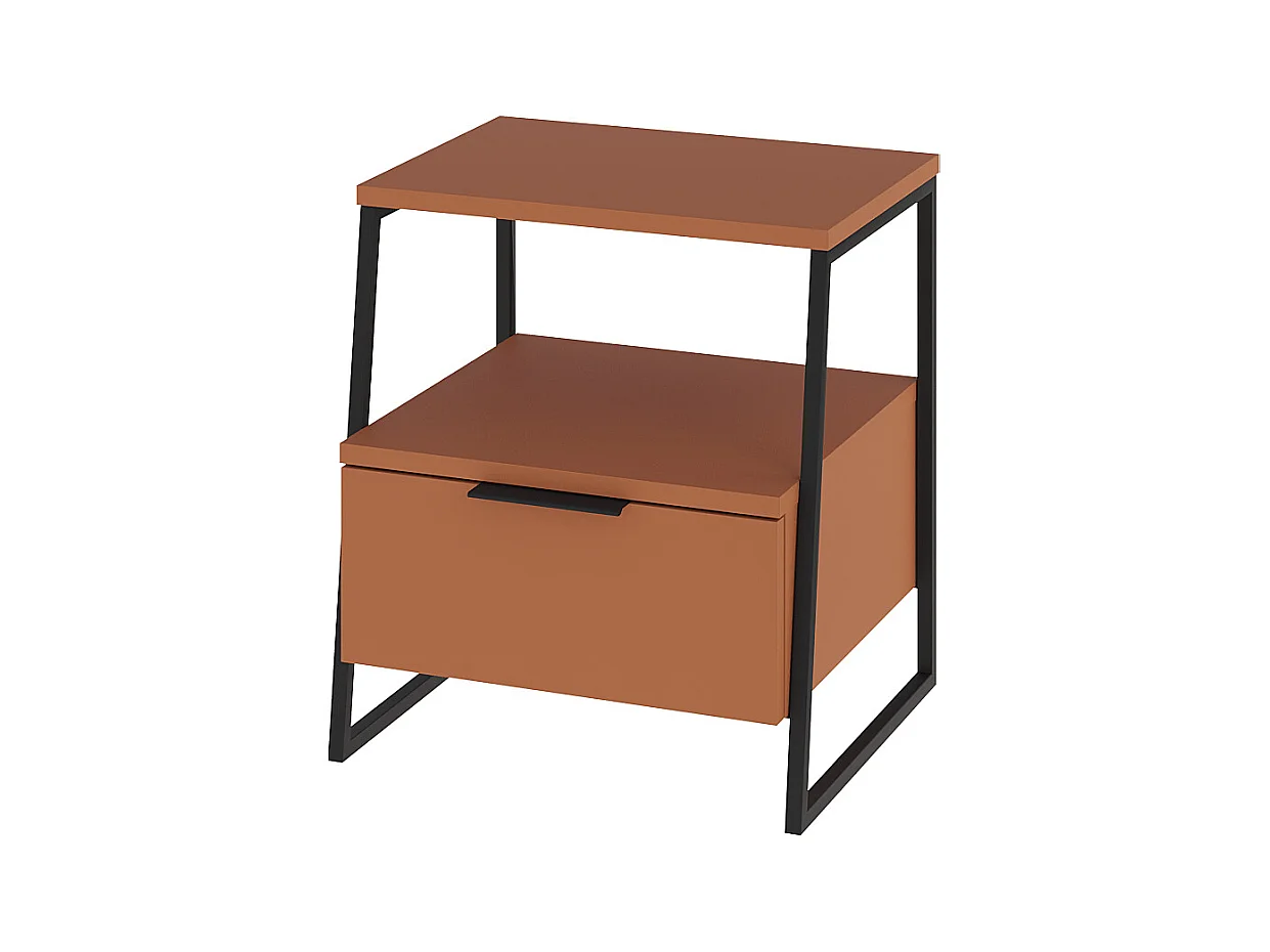 Decortie Pal Table de chevet moderne avec tiroir Cannelle Largeur 45cm Meubles de chambre à coucher