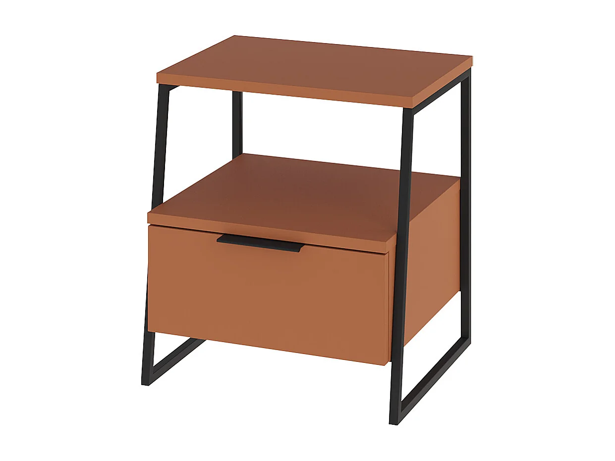 Decortie Pal Table de chevet moderne avec tiroir Cannelle Largeur 45cm Meubles de chambre à coucher