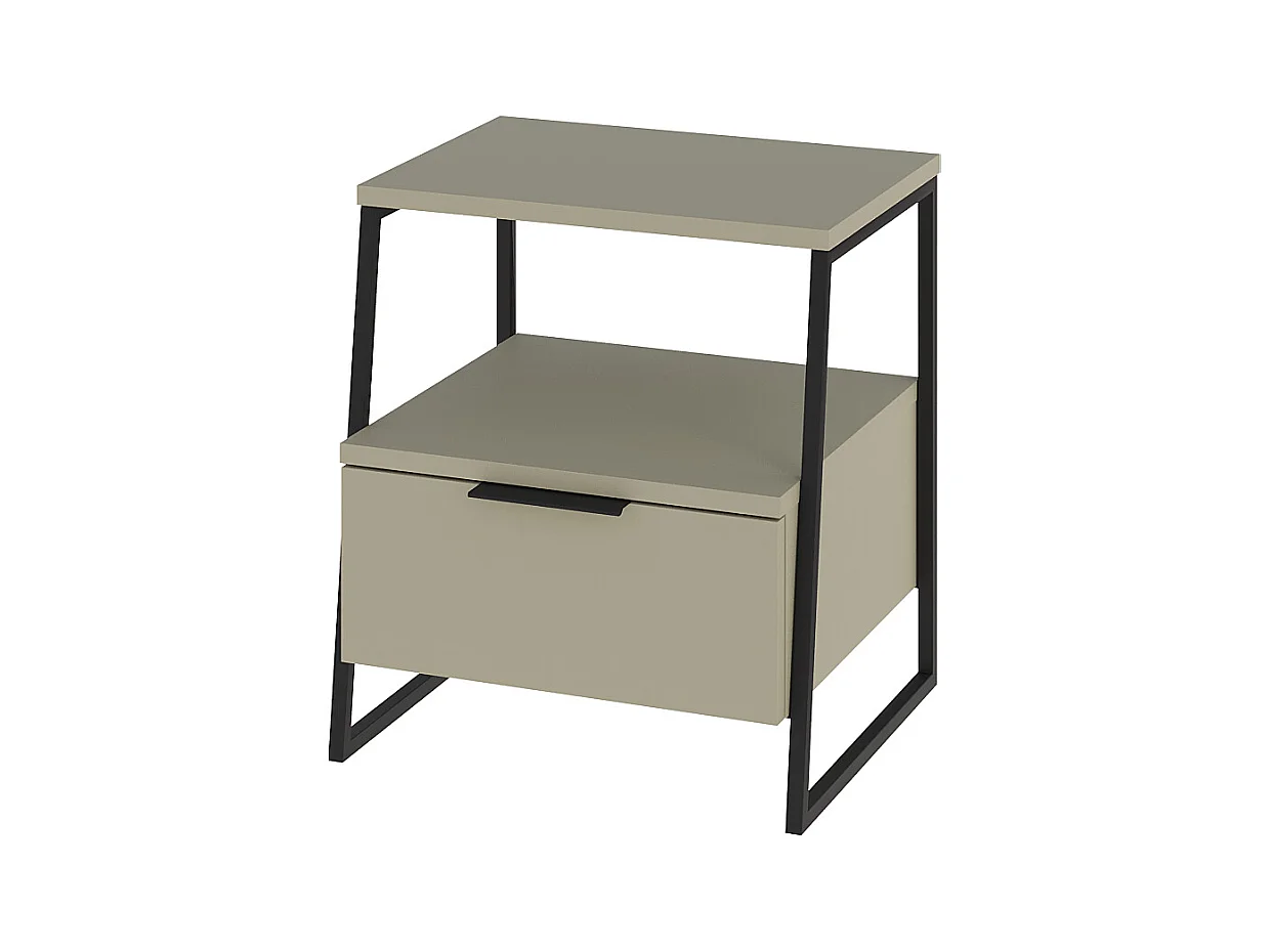 Decortie Pal Table de chevet moderne avec tiroir Vert cendré Largeur 45cm Mobilier de chambre à coucher