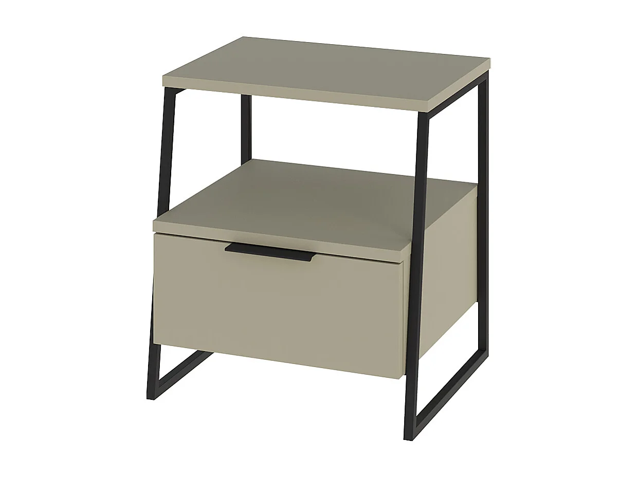 Decortie Pal Table de chevet moderne avec tiroir Vert cendré Largeur 45cm Mobilier de chambre à coucher