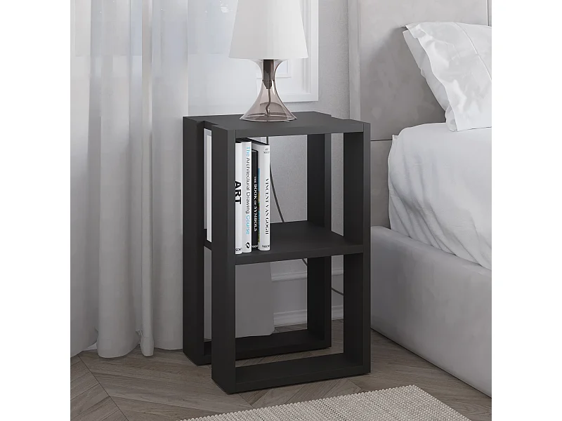 Decortie Lonie Table de chevet moderne Table de nuit avec rangement Gris anthracite Largeur 34cm