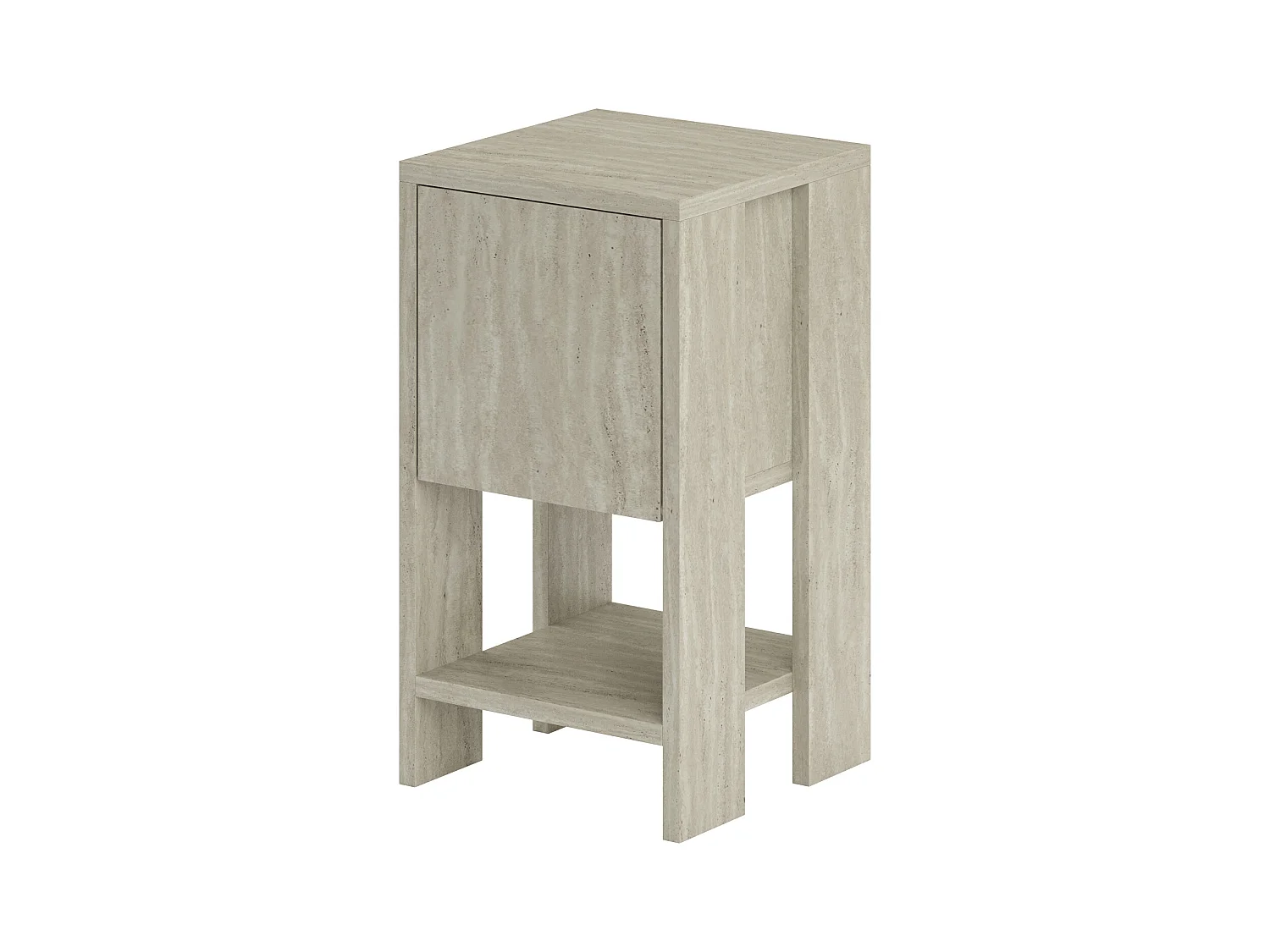 Decortie Ema Table de chevet moderne avec rangements Travertin 30cm de largeur