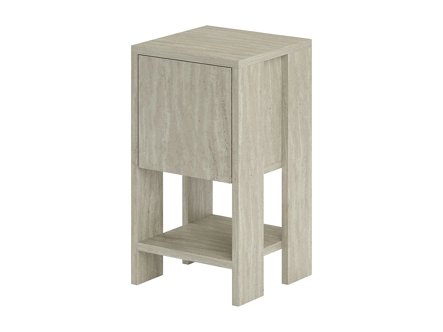 Decortie Ema Table de chevet moderne avec rangements Travertin 30cm de largeur