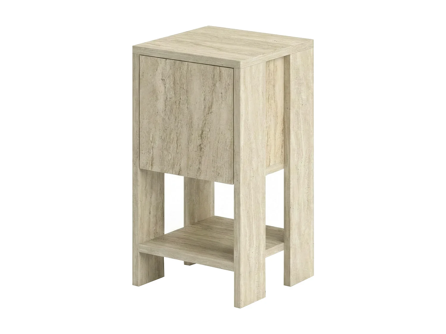 Decortie Ema Table de chevet moderne avec rangements Travertin 30cm de largeur