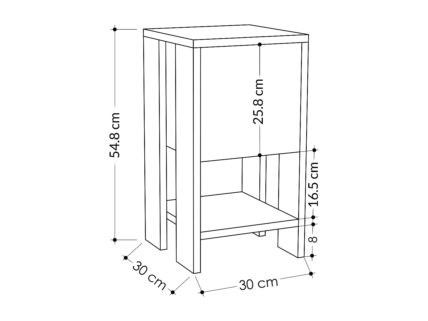 Decortie Ema Table de chevet moderne avec rangements Travertin 30cm de largeur