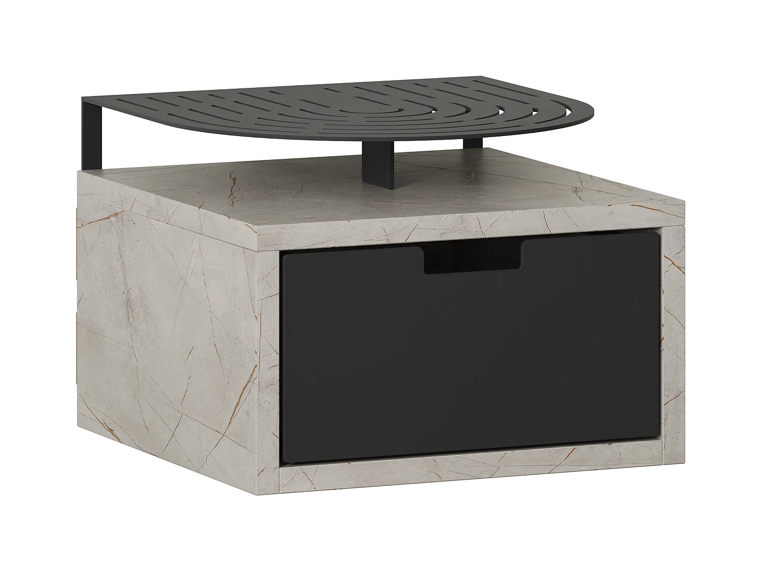 Decortie Modern Oslo Gold Marble Effect Nightstand with Drawer Engineered Wood with Metal Shelf Bedside Table