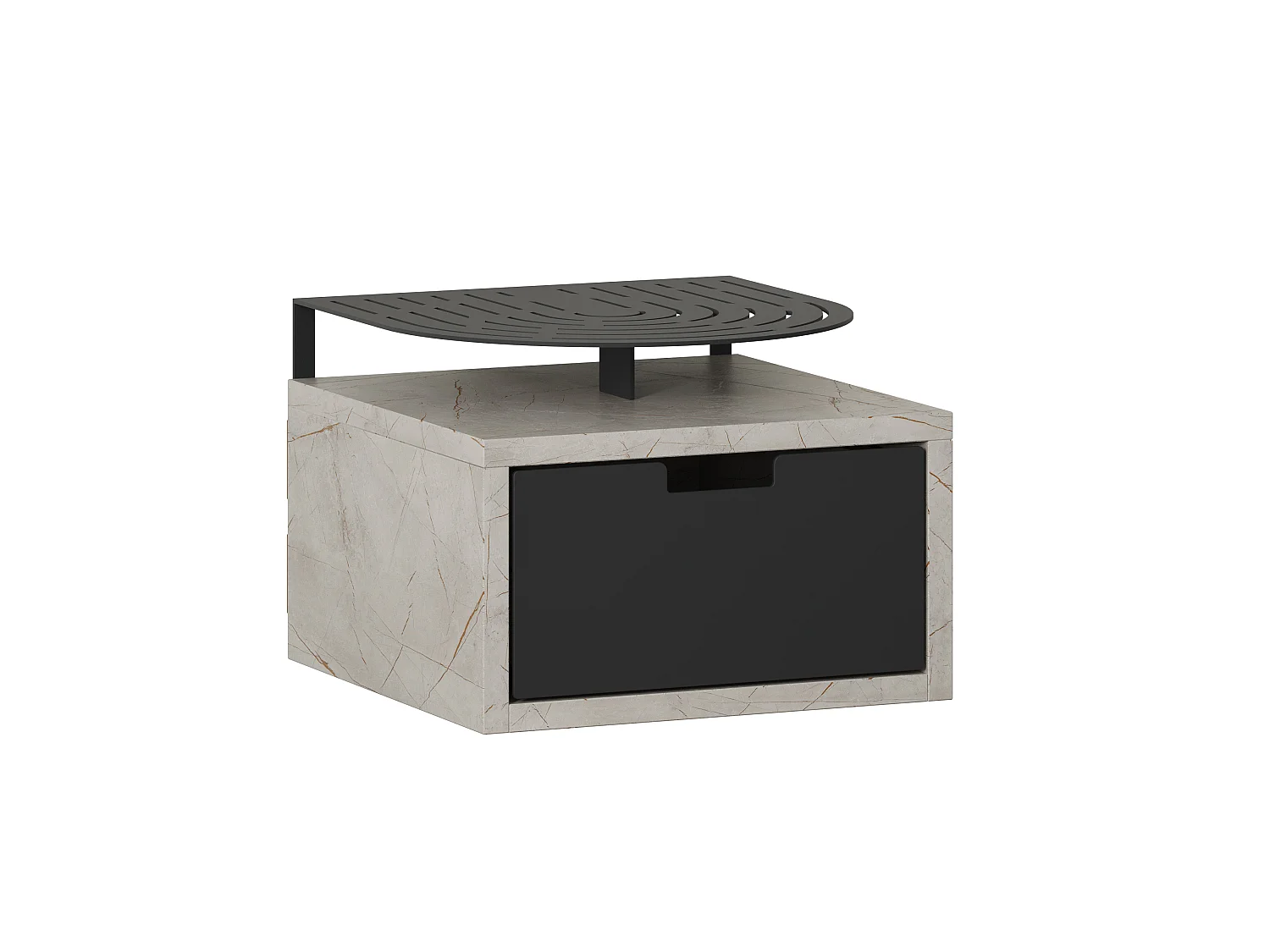 Decortie Modern Oslo Gold Marble Effect Nightstand with Drawer Engineered Wood with Metal Shelf Bedside Table