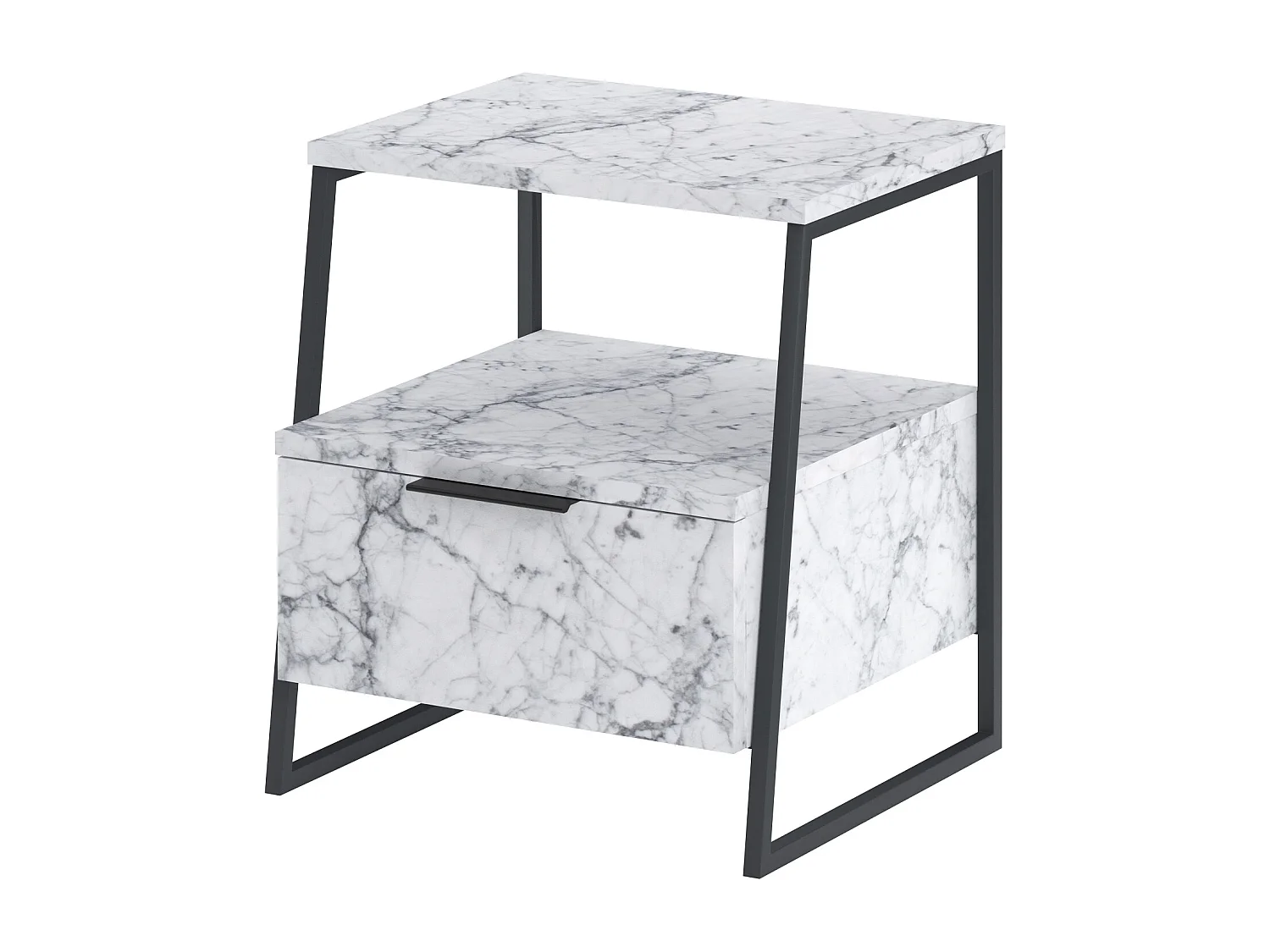 Decortie Pal Table de nuit moderne polyvalente effet marbre blanc