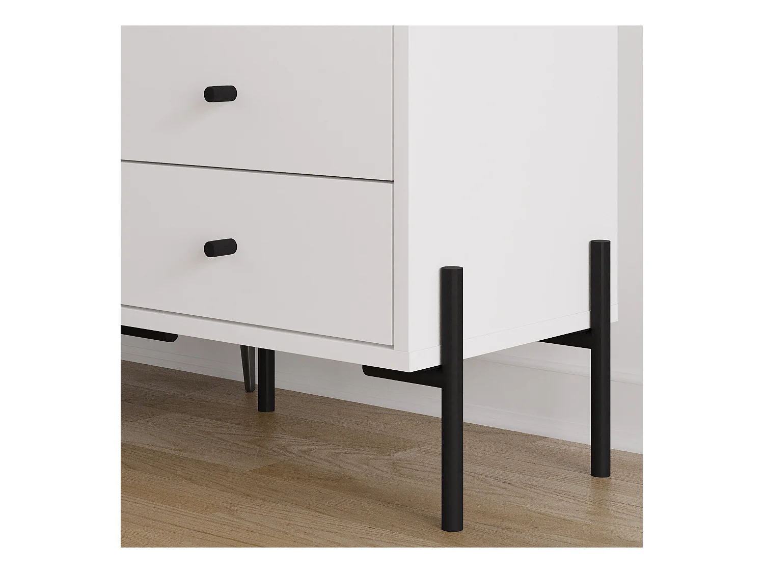 Decortie Table de nuit Malte blanche Decortie avec 2 tiroirs, pieds en métal – Design moderne et compact pour chambre