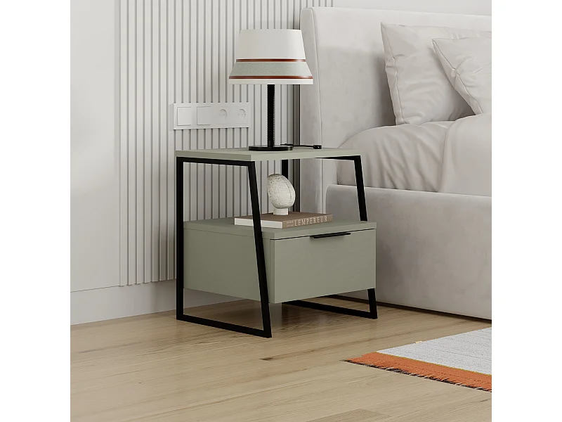 Decortie Pal Table de nuit moderne multifonctionnelle Vert cendré