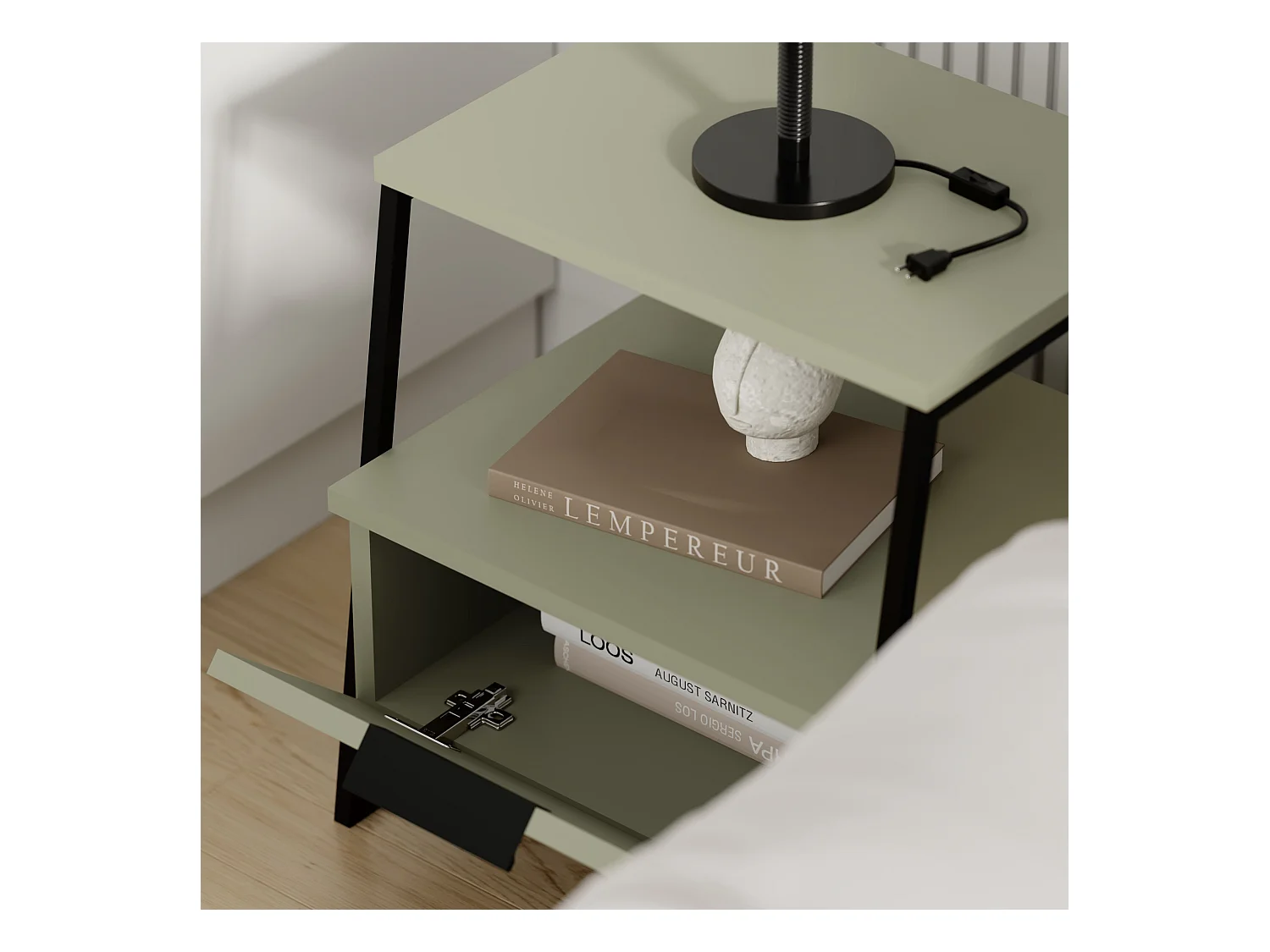 Decortie Pal Table de nuit moderne multifonctionnelle Vert cendré