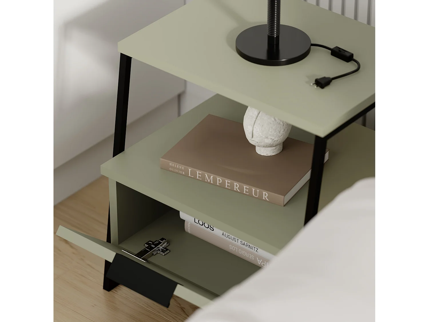 Decortie Pal Table de nuit moderne multifonctionnelle Vert cendré