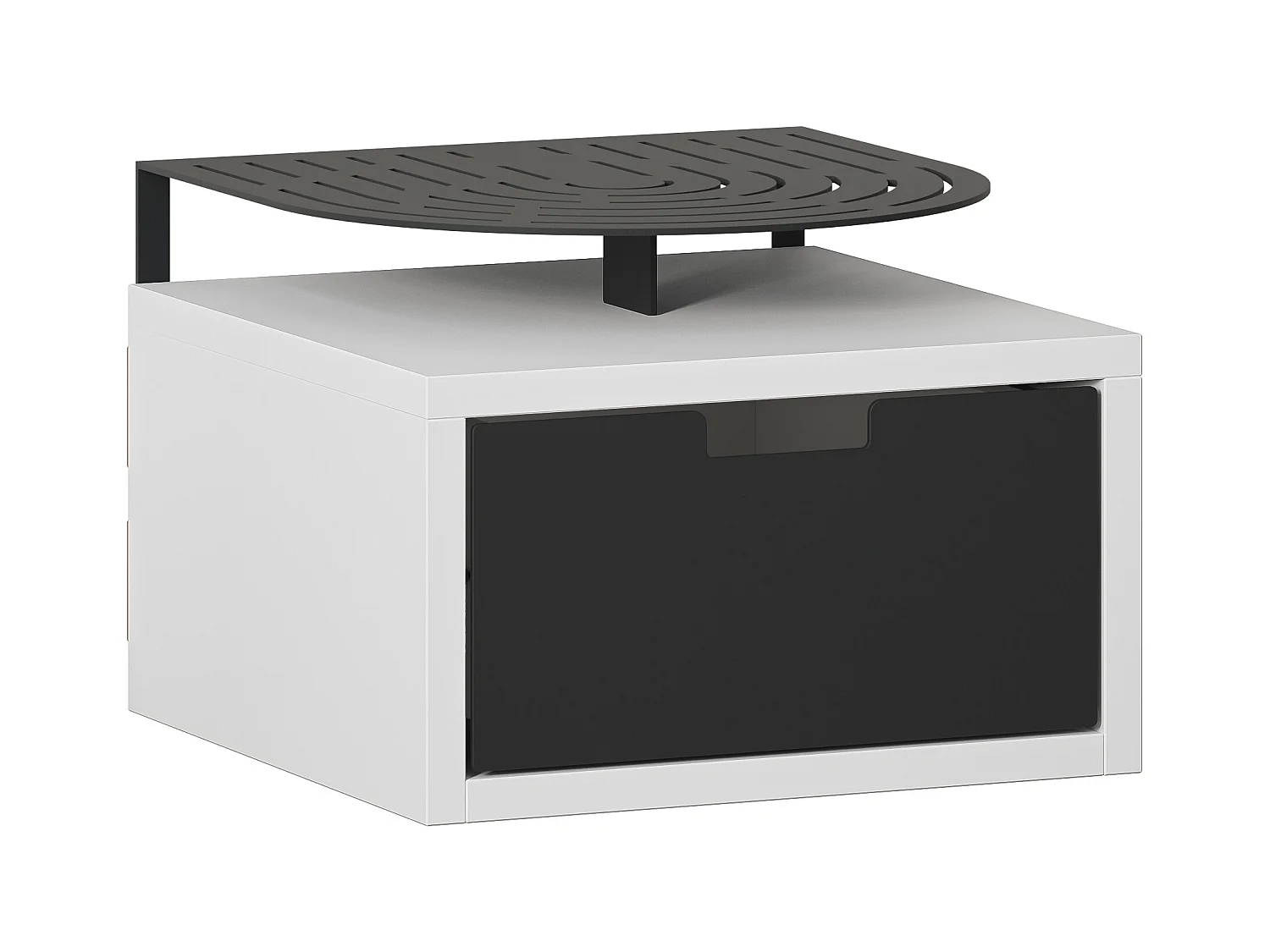 Decortie Modern Oslo White Nightstand with Drawer Engineered Wood with Metal Shelf Bedside Table