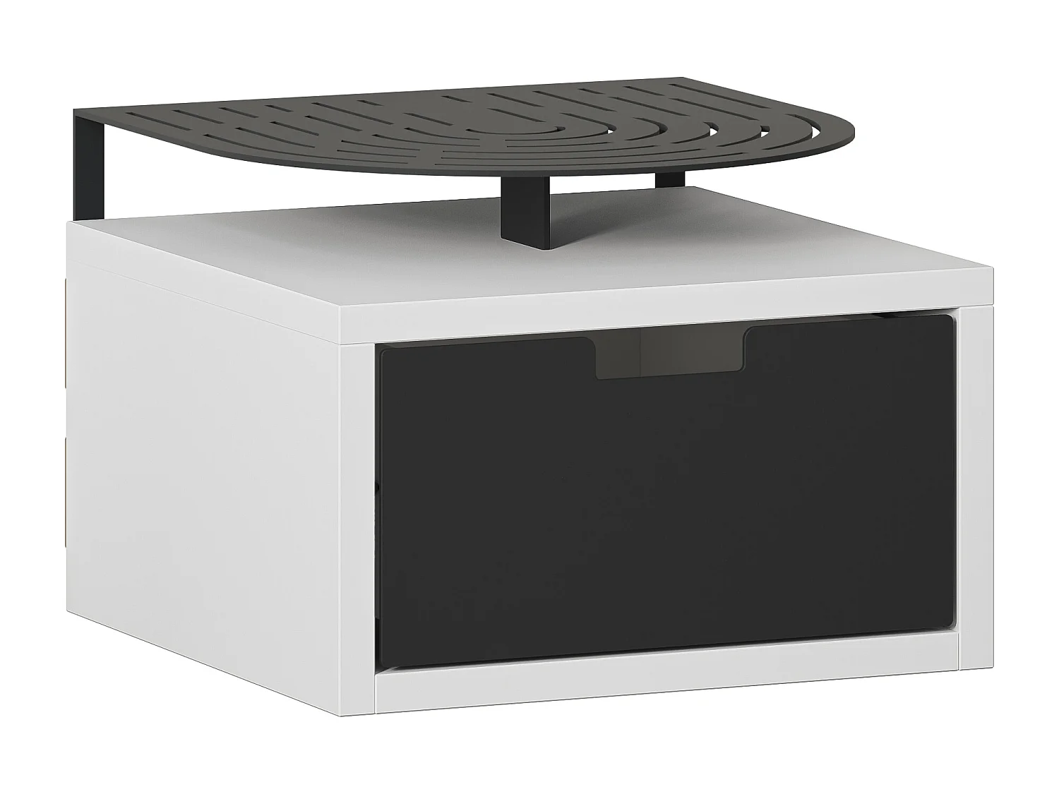 Decortie Modern Oslo White Nightstand with Drawer Engineered Wood with Metal Shelf Bedside Table