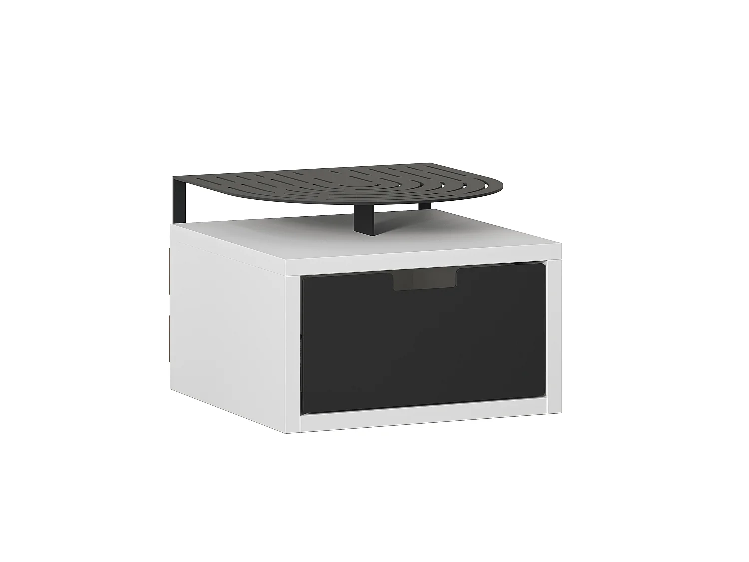 Decortie Modern Oslo White Nightstand with Drawer Engineered Wood with Metal Shelf Bedside Table