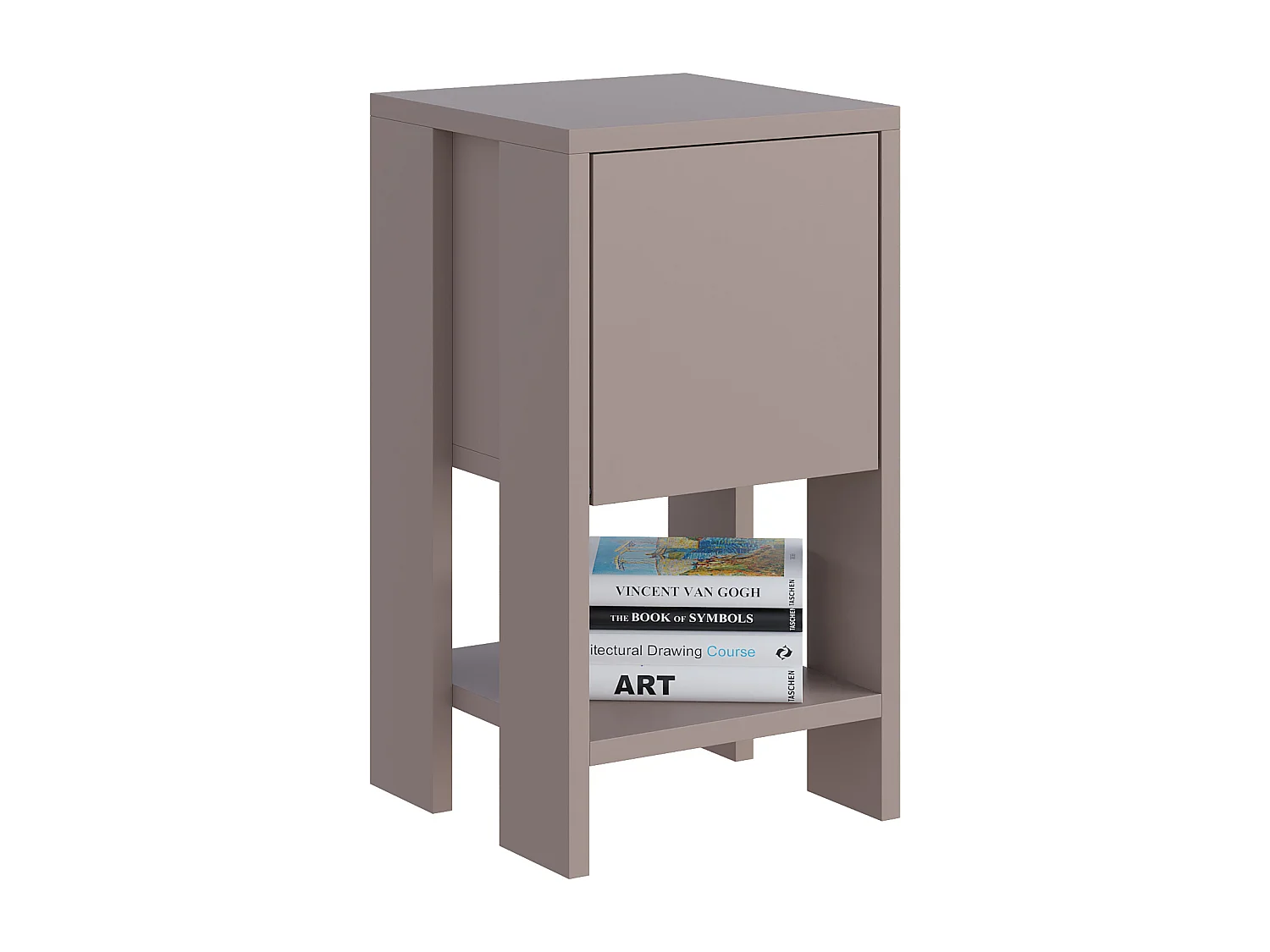 Decortie Ema Table de chevet moderne avec rangement Meuble à porte coulissante Gris moka Largeur 30cm