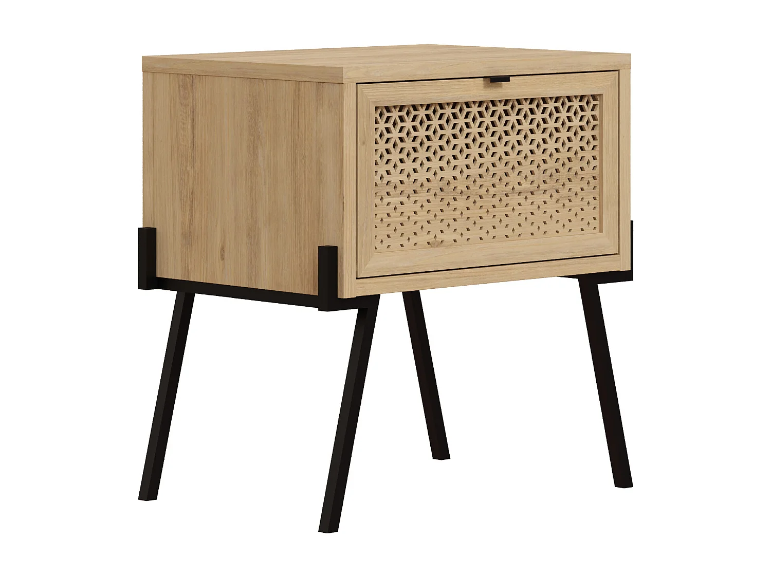 Decortie Table de chevet moderne naïve à rabat découpé au laser avec poignée et pieds en métal minimaliste Meuble de rangement Table de nuit 48.2(L)cm