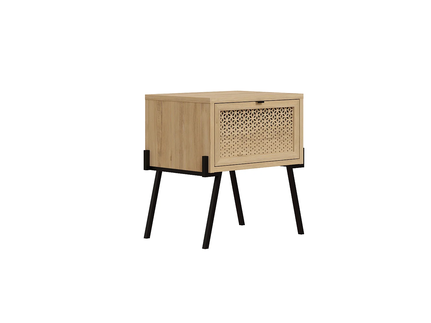Decortie Table de chevet moderne naïve à rabat découpé au laser avec poignée et pieds en métal minimaliste Meuble de rangement Table de nuit 48.2(L)cm