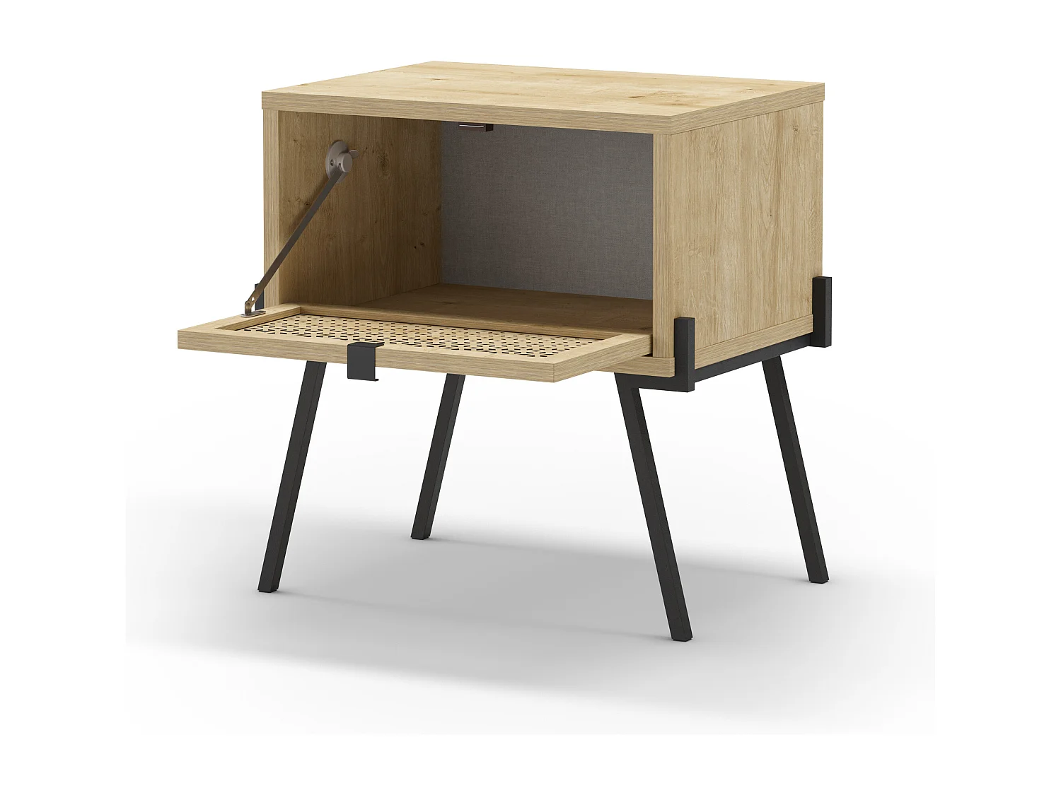Decortie Table de chevet moderne naïve à rabat découpé au laser avec poignée et pieds en métal minimaliste Meuble de rangement Table de nuit 48.2(L)cm