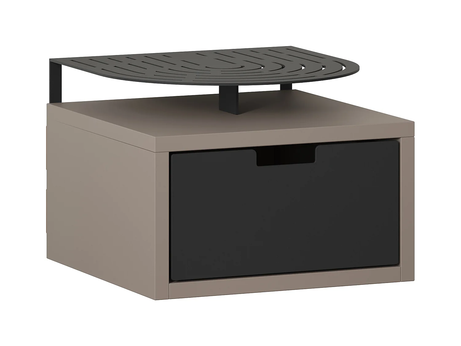 Decortie Modern Oslo Mocha Grey Nightstand with Drawer Engineered Wood with Metal Shelf Bedside Table